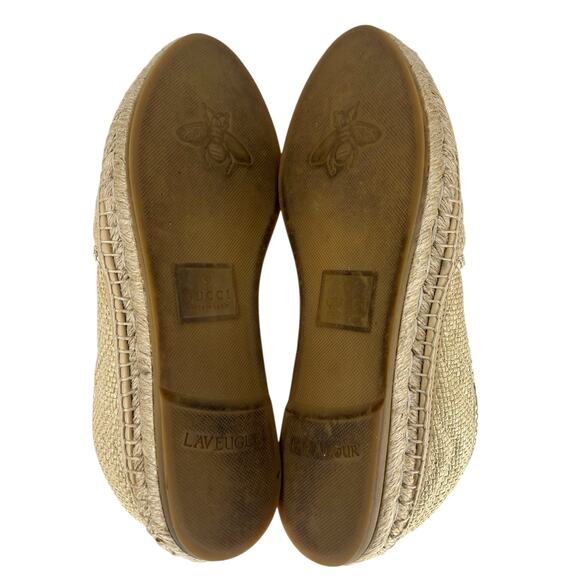 Gucci Beige Python and Raffia GG Marmont Espadrille Flats - Picture 16 of 16